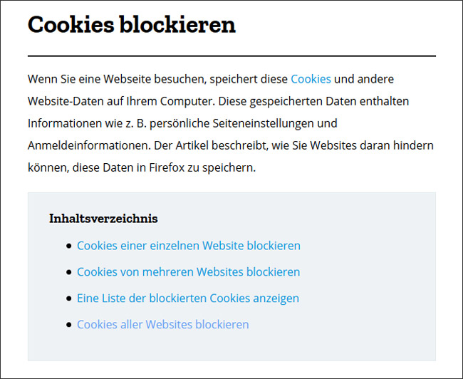 Cookies blockieren